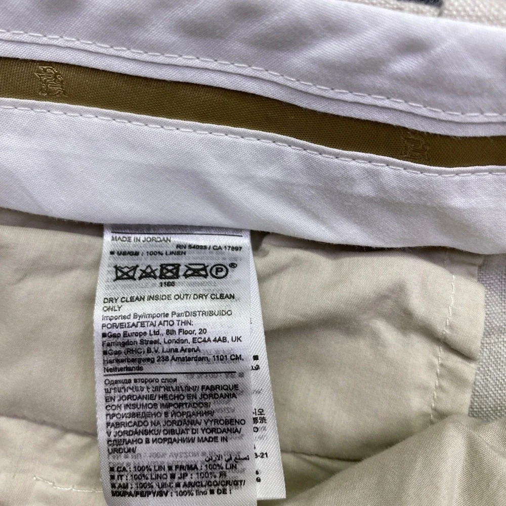 Banana Republic Womens 10 Linen Wide Leg Pleated Trousers Beige Preppy Tropical